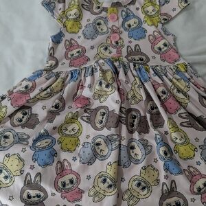 Adorable Cartoon Print Kids Casual Dress